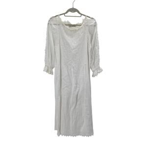 VTG Giorgio Sant' Angelo White Pintuck Lace Prairie Cottagecore Midi Dress 10
